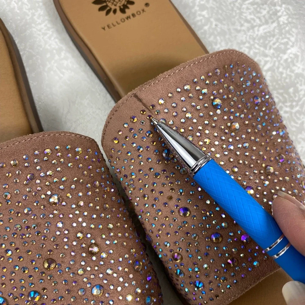 Women’s 8.5 Sandals Mauve Pink Rhinestones YELLOWBOX Slip On Casual Comfy Shoes - Picture 12 of 12